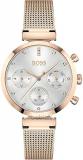 BOSS Analogue Multifunction Quartz Watch for Women with Carnation Gold Coloured Stainless Steel Mesh Bracelet - 1502553