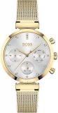 BOSS Analogue Multifunction Quartz Watch for Women with Gold Coloured Stainless Steel Mesh Bracelet - 1502552