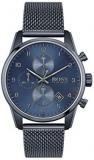 BOSS Chronograph Quartz Watch for Men with Blue Stainless Steel Mesh Bracelet - 1513836