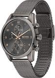 BOSS Chronograph Quartz Watch for Men with Grey Stainless Steel Mesh Bracelet - 1513837