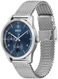 BOSS Analogue Multifunction Quartz Watch for Men with Silver Stainless Steel Mesh Bracelet - 1513942