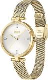 BOSS Analogue Quartz Watch for Women with Gold Coloured Stainless Steel Mesh Bracelet - 1502586