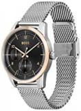 BOSS Analogue Multifunction Quartz Watch for Men with Silver Stainless Steel Mesh Bracelet - 1513961