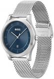 BOSS Analogue Quartz Watch for Men with Silver Stainless Steel Mesh Bracelet - 1513985