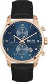 BOSS Chronograph Quartz Watch for Men with Black Leather Strap - 1513783