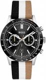 BOSS Chronograph Quartz Watch for Men with Black, White, and Beige Leather Strap...