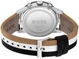BOSS Chronograph Quartz Watch for Men with Black, White, and Beige Leather Strap - 1513963
