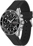 BOSS Chronograph Quartz Watch for Men with Black Silicone Bracelet - 1513912