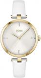 BOSS Analogue Quartz Watch for Women with White Leather Strap - 1502588