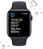 Apple Watch SE (2nd generation) (GPS + Cellular, 44mm) Smart watch - Midnight Aluminium Case with Midnight Sport Band - Regular. Fitness & Sleep Tracker, Crash Detection, Water Resistant