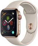 Apple Watch Series 4 44mm (GPS + Cellular) - Gold Stainless Steel Case with Stone Sport Band (Renewed)