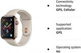 Apple Watch Series 4 44mm (GPS + Cellular) - Gold Stainless Steel Case with Stone Sport Band (Renewed)