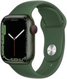Apple Watch Series 7 (GPS + Cellular, 41mm) Smart watch - Green Aluminium Case with Clover Sport Band - Regular. Fitness Tracker, Blood Oxygen & ECG Apps, Always-On Retina Display, Water Resistant
