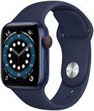 Apple Watch Series 6 GPS + Cellular, 40mm Blue Aluminium Case with Deep Navy Spo...