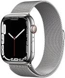 Apple Watch Series 7 (GPS + Cellular, 45mm) Smart watch - Silver Stainless Steel Case with Silver Milanese Loop. Fitness Tracker, Blood Oxygen & ECG Apps, Always-On Retina Display, Water Resistant
