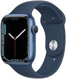 Apple Watch Series 7 (GPS, 45mm) Smart watch - Blue Aluminium Case with Abyss Blue Sport Band - Regular. Fitness Tracker, Blood Oxygen & ECG Apps, Always-On Retina Display, Water Resistant