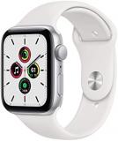 Apple Watch SE 44mm (GPS) - Silver Aluminium Case with White Sport Band (Renewed)