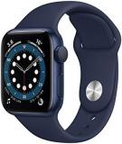 Apple Watch Series 6 GPS, 40mm Blue Aluminium Case with Deep Navy Sport Band - R...