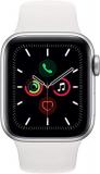 Apple Watch Series 5 (GPS + Cellular, 40mm) - Silver Aluminium Case with White Sport Band (Renewed)