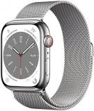 Apple Watch Series 8 (GPS + Cellular 45mm) Smart watch - Silver Stainless Steel Case with Silver Milanese Loop. Fitness Tracker, Blood Oxygen & ECG Apps, Water Resistant