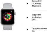 Apple Watch Series 3 (42mm, Silver Aluminum Case with White Sport Band - GPS Only) (Renewed)