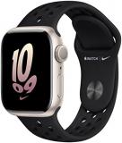 Apple Watch Series 8 (GPS, 41MM) - Starlight Aluminum Case with Black/Black Nike Sport Band (Renewed)