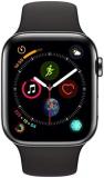 Apple Watch Series 4 44mm (GPS + Cellular) - Space Grey Stainless Steel Case with Black Sport Band (Renewed)