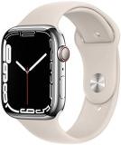 Apple Watch Series 7 (GPS + Cellular, 45MM) - Silver Stainless Steel Case with Starlight Sport Band (Renewed)
