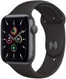Apple Watch SE 44mm (GPS) - Space Grey Aluminium Case with Black Sport Band (Renewed)