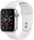 Apple Watch Series 5 (GPS, 40mm) Silver Aluminium Case with White Sport Band (satellite) (Renewed)