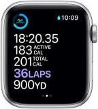 Apple Watch Series 6 44mm (GPS + Cellular) - Silver Aluminium Case with White Sport Band (Renewed)