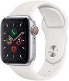 Apple Watch Series 5 40mm (GPS + Cellular) - Silver Aluminium Case with White Sport Band (Renewed)