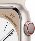 Apple Watch Series 8 (GPS + Cellular 45mm) Smart watch - Starlight Aluminium Case with Starlight Sport Band - Regular. Fitness Tracker, Blood Oxygen & ECG Apps, Water Resistant