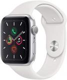 Apple Watch Series 5 (GPS, 44mm) - Silver Aluminium Case with White Sport Band (Renewed)