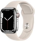 Apple Watch Series 7 (GPS + Cellular, 41mm) Smart watch - Silver Stainless Steel Case with Starlight Sport Band - Regular. Fitness Tracker, Blood Oxygen & ECG Apps, Water Resistant