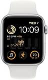 Apple Watch SE (2nd generation) (GPS, 44mm) Smart watch - Silver Aluminium Case with White Sport Band - Regular. Fitness & Sleep Tracker, Crash Detection, Heart Rate Monitor, Water Resistant