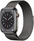 Apple Watch Series 8 (GPS + Cellular 45mm) Smart watch - Graphite Stainless Steel Case with Graphite Milanese Loop. Fitness Tracker, Blood Oxygen & ECG Apps, Water Resistant