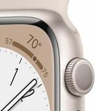 Apple Watch Series 8 (GPS 41mm) Smart watch - Starlight Aluminium Case with Starlight Sport Band - Regular. Fitness Tracker, Blood Oxygen & ECG Apps, Water Resistant