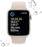 Apple Watch SE (2nd generation) (GPS, 44mm) Smart watch - Starlight Aluminium Case with Starlight Sport Band - Regular. Fitness & Sleep Tracker, Crash Detection, Heart Rate Monitor, Water Resistant