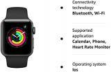 Apple Watch Series 3 (GPS, 42mm) - Space Grey Aluminium Case with Black Sport Band (Renewed)