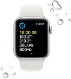 Apple Watch SE (2nd generation) (GPS, 40mm) Smart watch - Silver Aluminium Case with White Sport Band - Regular. Fitness & Sleep Tracker, Crash Detection, Heart Rate Monitor, Water Resistant