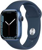 Apple Watch Series 7 (GPS, 41mm) Smart watch - Blue Aluminium Case with Abyss Blue Sport Band - Regular. Fitness Tracker, Blood Oxygen & ECG Apps, Always-On Retina Display, Water Resistant