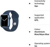 Apple Watch Series 7 (GPS, 41mm) - Blue Aluminium Case with Abyss Blue Sport Band (Renewed)