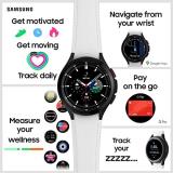 Samsung Galaxy Watch4 Classic Smart Watch, Rotating Bezel, Health Monitoring, Fitness Tracker, Bluetooth, 42mm, Silver dial with white strap(UK Version)