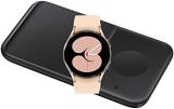 Samsung Galaxy Watch4 40mm 4G LTE Smart Watch, 3 Year Manufacturer Warranty, Pink Gold with an Official 15W Duo Wireless Charging Pad Black