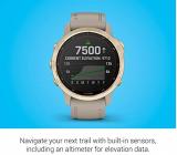 Garmin fenix 6s Pro Solar, Smaller-Sized Solar-Powered Multisport GPS Watch, Advanced Training Features and Data, Light Gold with Tan Band