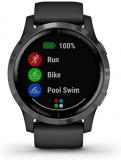 Garmin Vívoactive 4, GPS Smartwatch, Features Music, Body Energy Monitoring, Animated Workouts, Pulse Ox Sensors and More, Black/Slate (Renewed)