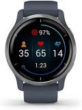 Garmin Venu 2 GPS smartwatch with all-day health monitoring, Silver Bezel with Granite Blue Case and Silicone Band (Renewed)