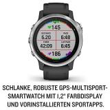 Garmin fenix 6S, Ultimate Multisport GPS Watch, Smaller-Sized, Heat and Altitude Adjusted V02 Max, Pulse Ox Sensors and Training Load Focus, Silver with Black Band (Refurbished)