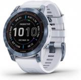 Garmin Fenix 7 Sapphire Solar Smartwatch with QuickFit Watch Strap 22 mm White / Blue 2022 Heart Rate Monitor
